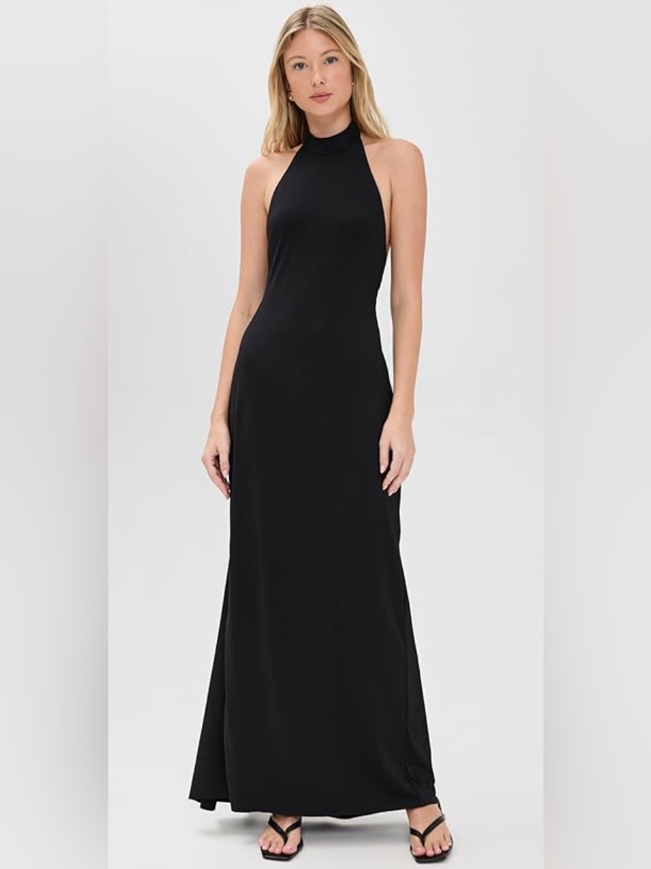 Bananhot Halter Maxi Dress With O-Ring Detail In Black